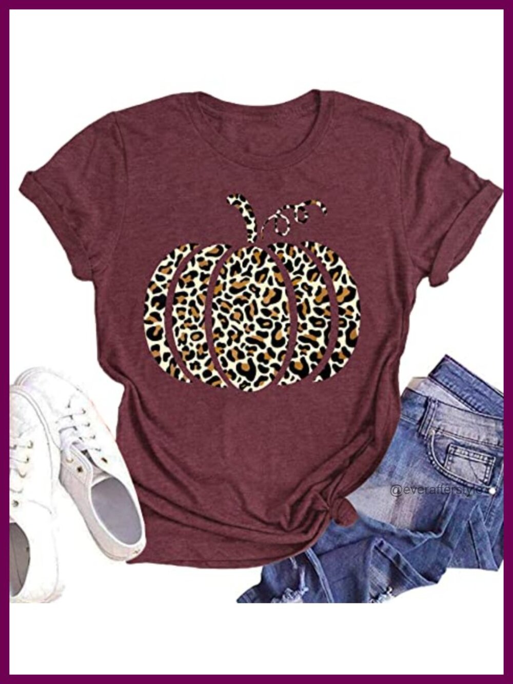 Women Halloween Pumpkin Graphic Tee Leopard Print Fall Short Sleeve T-Shirt
